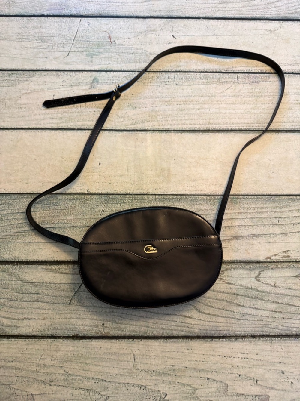 Vintage Cristian black leather made in Italy leather crossbody purse.